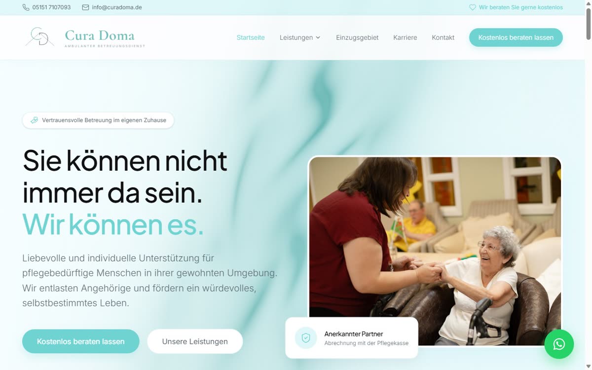 Vorschau der Website von Cura Doma — Ambulanter Betreuungsdienst
