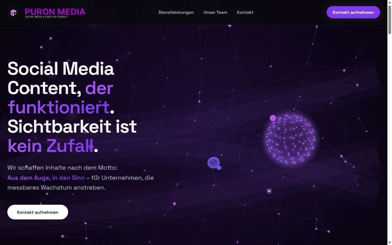 Vorschau der Website von Puron Media — Social Media & Creative Agency
